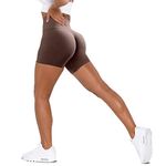 Unthewe Workout Butt Lifting Shorts for Women High Waisted Seamless Gym Yoga Booty Shorts, Scrunch Mocha, M
