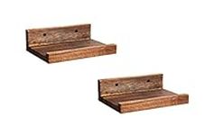 Z metnal Mini Floating Shelves, Small Natural Wooden Display Wall Shelf for Picture Ledge, Wood, Wall Mounted, 20 x 14cm, 2 Pack