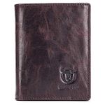 BULLCAPTAIN Large Capacity Genuine Leather Bifold Wallet/Credit Card Holder for Men with 15 Card Slots QB-027, Purple, Small, Modern