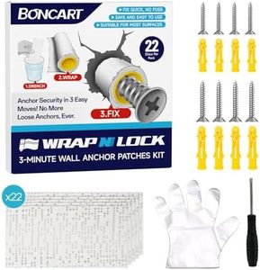 WRAPNLOCK Drywall Anchor Repair Kit - Fast Loose Anchor Fix (No Fill/Redrill) - 22 Patches + Screws/Anchors/Screwdriver/Gloves, Works for Home Fittings
