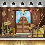 Lollanda Cowboy Party Decorations, Wild West Cowboy Backdrop, Large Fabric West Cowboy Photo Door Banner Background, Wooden House Barn Banner for Western Themed Decoration