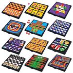 Magnetic Board Game Set by GAMIE - Includes 12 Retro Fun Games - 5" Compact Design - Individually Boxed - Teaches Strategy & Focus - Great for Road Trip/ Travel/ Camping - Best Gift for Kids Ages 6+