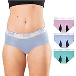 Bambody Absorbent Hipster: Sporty Period Panties | Protective Active Wear Underwear, 3 Pack: Pink - Blue - Green, 6