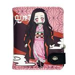 Wallet for Girls,Wopin- Anime Wallet,Nezuko Wallet,Kids Wallet for Girls,Bifold PU Leather Wallet with Zip Coin Pocket,12 Card Slots and 1 Notes Compartments,11.8 x 9 cm(Pink)