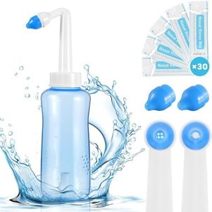 GAILYUS Portable Nasal Irrigation, No Leakage Neti Pot, Sinus Rinse for Various Nasal Symptoms Relief, Nose Cleaner Machine for Adults&Kids, with 30 Salt Packets.