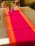 Rangbhar Handloom Ribbed Cotton Table Runner for Living/Dining Room/Home Decor, Anti Skid, Reversible, Machine Washable, 12 X 72 Inches, Striped, Pink Orange