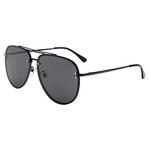 VIVIENFANG Black Polarized Sunglasses Women's, Oversized Big Black Polarized Aviator Sun Glasses for Men UV Protection 87247A