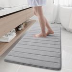 OLANLY Memory Foam Soft Bath Mats Non-Slip Absorbent Bathroom Rugs Rubber Back Runner Mat for Kitchen Bathroom Floors 24" x 59", Grey