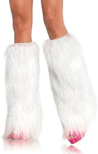 Leg Avenue Faux Fur Lorax Legwarmers for Women, White/Silver, One Size