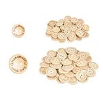 60pcs Wooden Buttons,2 Sizes Natural Wooden Round Shape Button with 2 Holes,Baby Cardigans Knitting Buttons,Handmade with Love Buttons for Kids DIY Sewing Craft Decorations(15mm,20mm)