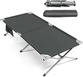 Goplus Camping Cot, 42” Extra Wide Folding Camping Cot w/Storage Pocket, Carry Bag, 330LBS Capacity, Reinforced Bar, Heavy Duty Sleeping Cot for Adults, Portable Camping Bed for Hiking Backing (Grey)