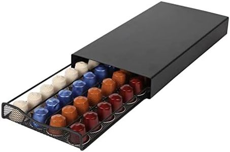 Coffee Capsules Holder Coffee Pod Holder Storage Drawer Compatible with Nespresso Coffee Pods Kitchen Organizer Black Holds 40 Pods