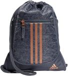 adidas Alliance Sackpack (12L) Lightweight Athletic Small Drawstring Team Sports Workout Bag, Jersey Onix Grey/Rose Gold, One Size, Jersey Onix Grey/Rose Gold, One Size, Alliance Sackpack (12l)