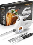 Homaider Electric Knife for Carving Meat, Turkey, Bread & More. Serving Fork and Carving Blades Included