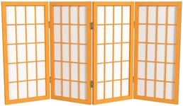 Oriental Furniture Extra Short Japanese Shades Blinds, 2-Feet, 24-Inch Tall Window Pane Shoji Privacy Screen Room Divider, 4 Panel Honey