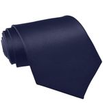 UETLRO Navy Blue Ties For Men Solid Color Formal Neckties 3.75''(9.5CM) XL Tie Big And Tall Ties For Men, Navy Blue, X-Large