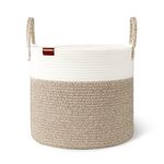 Aoohun Cotton Rope Laundry Basket, Woven Storage Baskets Collapsible Toy Hamper Storage Organiser Desert Small 38 x 35 cm