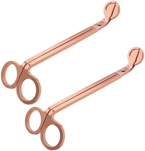 Noneea 2pcs Candle Wick Trimmer, Polished Wicker Scissors, go deep into The Candle to Cut Spent Chips, Allow The Cleaner to Burn and Prevent Smoke buildup (Rose Gold)