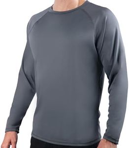 Kanu Surf Men’s Swim Shirt w/Long Sleeves – Quick-Dry, UPF 50+ Workout Rash Guard for Men in Loose-Fit Design (Charcoal, Small)