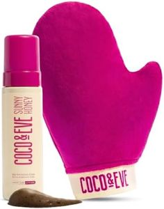 Coco & Eve Self Tanner Foam Kit - (Ultra Dark) Streak-Free Sunless Tanning Mousse, Tropically Scented Natural Looking Tan & Included Mitt Applicator, Vegan, Cruelty Free | Sunny Honey Bali Bronzing