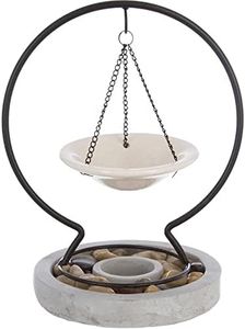 TIENDA EURASIA - Quemador de Aceites Esenciales, Quemador de Aceites Original de Diseño Nórdico para Velas de Té, Diseño con Arco de Metal, Bandeja Colgante y Base de Pieda, Estilo Zen (417712546)