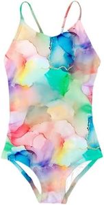Idgreatim 8T 9T Girls Bathing Suits One Piece Swimsuits Marble Quick-Dry Swimwear Multicolor