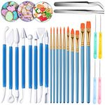 24 Pieces Cookie Decorating Tools Set Fondant Cake Decorating Tools Set Include Decoration Brushes Sugar Stir Needle Fondant Modeling Tools Elbow and Straight Tweezers for Cookie Cake Decoration