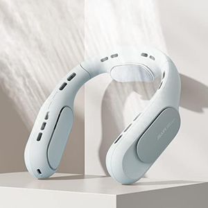 JISULIFE Ventilateur de Cou, Portable Ultime Sans Lame et Mains Libres Rechargeable, USB Personnel Avec Protège-Cou Refroidissant, Flux d'air Amélioré à 360°, 3+1 Vitesses-Gris