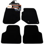 Fully Tailored Deluxe Car Mats to fit Peugeot 208 (not electric models) 2020-onwards - 4 Piece - Black Carpet - Black Trim - Heavy Duty Heel Pad - 20-4414