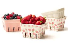Farmhouse Ceramic Berry Basket, Colander, Strawberry Decor, Fruit Bowls/Baskets, Kawaii Kitchen bowl, Pink White and Cute Strawberry pattern Stoneware Harvest Square Bowls Set of 4