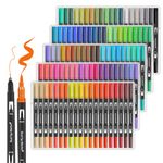 Laconile 100 Colours Dual Tip Brush Pens Brush Markers,Colouring Pens for Adults and Kids Painting Colouring Sketching Drawing