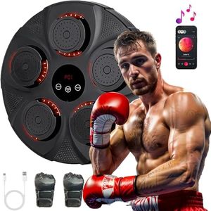 PEMEME Music Boxing Machine, Smart Bluetooth Interactive Wall-Mounted Punching Trainer with Gloves, Home Workout & Agility Training Equipment for Kids and Adults (red)