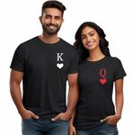 Wear Your Opinion Couple T-Shirt for Couple| Anniversary Cotton Unisex T-Shirt| Husband Wife Printed T-Shirt | Valentine T-Shirt (Design: K Q,M/XXL-W/XXL,Black)