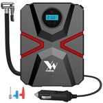 Yearwin 1+1 Year Warranty T Edition Digital Tyre Inflator - 12V Portable air Compressor with Auto shutoff 150PSI Black and Red