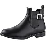 Women's Boots Zip up Chelsea Ankle Booties Side Elastic Low Heel Fashion Casual Leather Boots Black Size 10