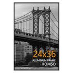 Homso 24x36 Poster Frame in Black- 24 x 36 Poster Frame Metal Aluminum 24x36 Frame Thin Border Picture Frames 24x36 with Shatter-Resistan Acrylic for Horizontal or Vertical Wall Display