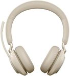 Jabra Evolve2 65 Wireless PC Headset – Noise Cancelling Microsoft Teams Certified Stereo Headphones With Long-Lasting Battery – USB-A Bluetooth Adapter – Beige