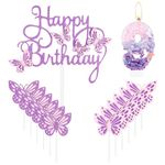 Happy 9th Butterfly Birthday Candles, Pink Purple Number 9 Candle with Butterfly Cake Cupcake Topper for Girls, 9th Birthday Cake Decorations, Cute 9th Birthday Cake Topper for Butterfly Theme Party