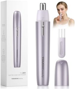 TOUCHBeauty Electric Nose Hair Trimmer - Nose Ear Hair Trimmer with Round Tip, Painless No-Pull with Detachable Water-Resistant Blades, Battery-Operated, Pen-Style Nasal Hair Cutter, Easy to Clean