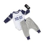 Baby Aspen My First Game Day 2 Piece Outfit with Rattle, White/Navy/Grey/Black, 0-6 Months