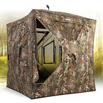 Lenotos Hunting Blind, Ground Blinds for Deer Hunting 2-3 Person, 270 Degree See Through Pop Up Blind for Deer and Turkey Hunting(A-1005)