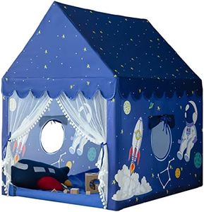 Kids Play Tent Playhouse Indoor Outdoor Tent Kids Boys Toddler Kids Tent Large Castle Play House Spaceship Tent, Outer Space Rocket Blue