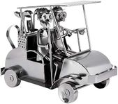 BRUBAKER Screw Man Golf Cart - Handmade Iron Figure Metal Man Golf - 9.55 In Metal Figure Gift Idea for Golfers and Golf Fans