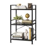 Vermess Bookshelf, 3 Tier Industrial Bookcase, Metal Small Bookcase, Rustic Etagere Book Shelf Storage Organizer for Living Room, Bedroom, and Home Office, Black