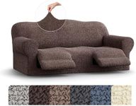 PAULATO BY GA.I.CO. Recliner Sofa Cover - Reclining Couch Slipcover - Soft Polyester Fabric Slipcover - 1-Piece Form Fit Stretch Furniture Protector - Mille Righe Collection - Brown (Couch Cover)