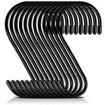 12 Pack 6 Inch S Hooks,Large S Hooks Vinyl Coated Heavy Duty S Hooks for Hanging Non Slip S Hanger Closet Hooks, Steel Metal Black Rubber S Hooks for Hanging Plants,Clothes,Jeans,Pot Pan Garden