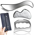 GYX COELE 3 in 1 Stainless Steel Gua Sha set Scraping Massage Tool,IASTM Tools, Great Soft Tissue Physical Therapy Used for Arms, Back, Legs, Neck reduce soreness(3set)