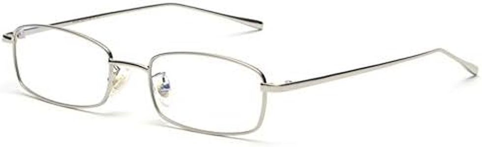 kachawoo Rectangle Eyeglasses Optical Men Metal Small Frame Glasses Frame Women Unisex (silver with clear)