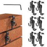 6Pcs Brick Hooks, Brick Wall Clips, Brick Hangers No Drill for Outdoor Hanging, Stainless Steel Brick Wall Clamp Utility Hooks, No Drill, Nail Holes, Screws and Wall Damage (Black)