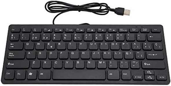 Tosuny Spanish Compouter Keyboard, Spanish Keyboard with 78 Keys, Wired Mini Portable Ultrathin Silent Business Spanish Keyboard USB Interface for Desktop Computer